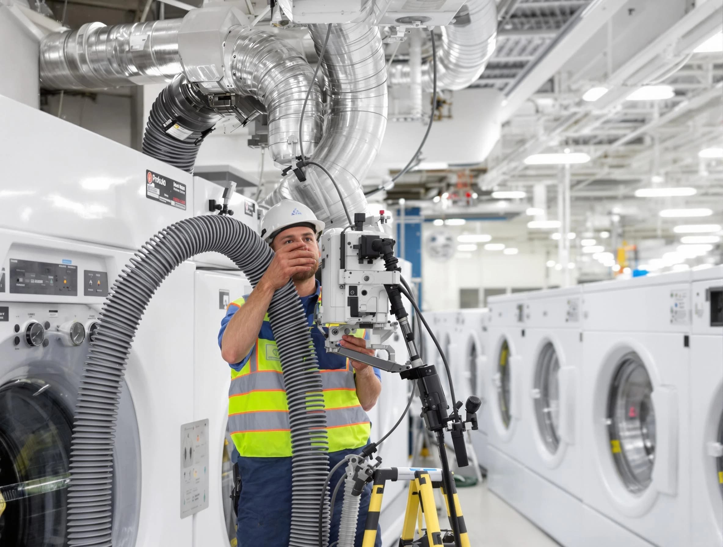 Milliken Dryer Vent Cleaning team performing commercial-grade dryer vent cleaning at a business facility in Milliken